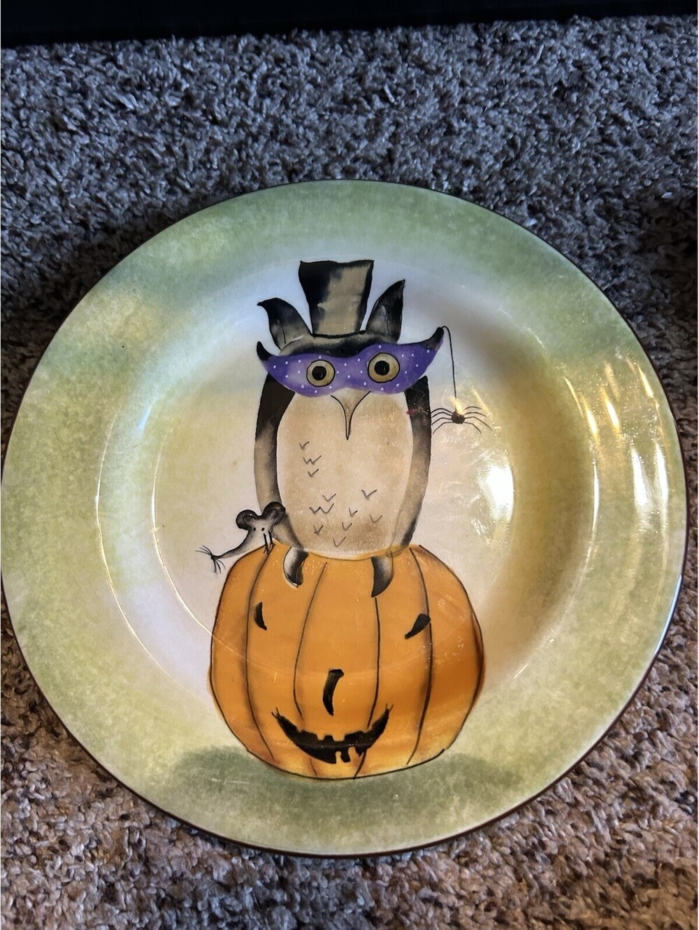 Sakura Halloween Plate Owl And Pumpkin